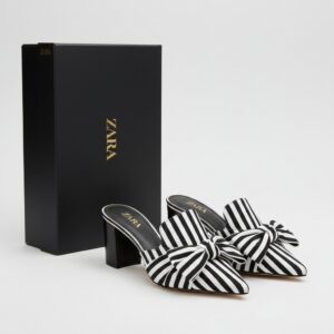 Zara Block Heel - White / Black